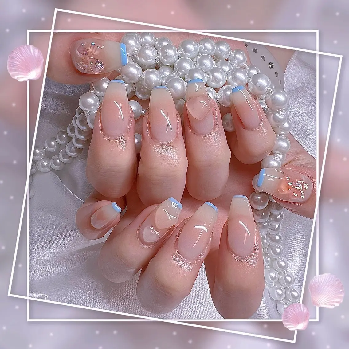 ネイル フレンチネイル グラデーション キラキラネイル 韓国ネイル マグネットネイル ハンドネイル Chill Nailsalonのネイルデザイン