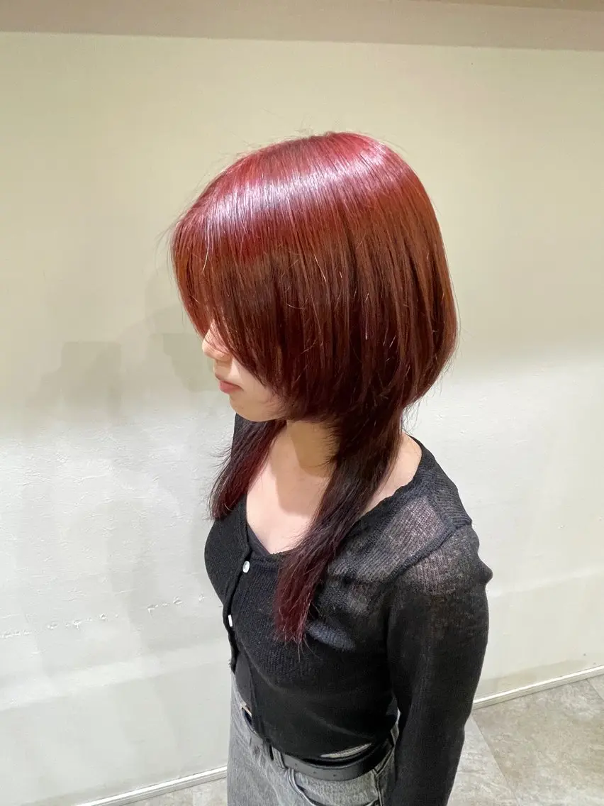 カラー レッドカラー ヘアカラー こころ🎀 カラーモデル様募集中のヘアスタイル