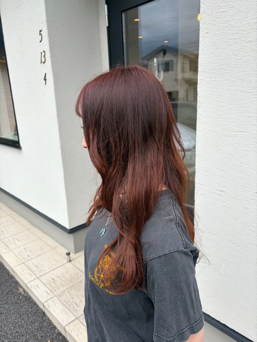 ロング カラー オレンジ カット yui /山形/ BLUCKのヘアスタイル
