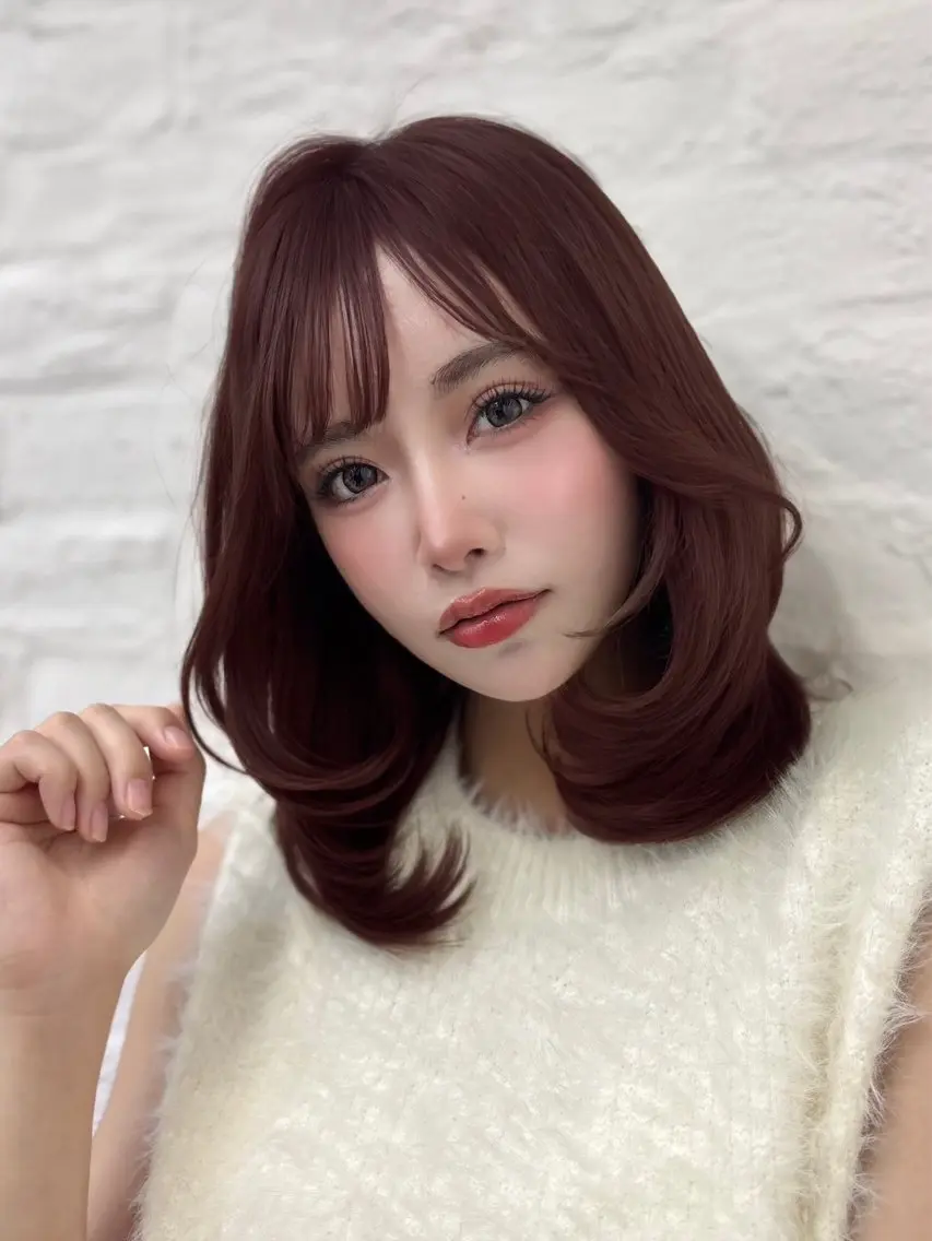 セミロング カラー 透明感カラー 韓国風ヘア ヘアカラー トリートメント 艶髪/透明感カラー /韓国ヘア/きょんのヘアスタイル