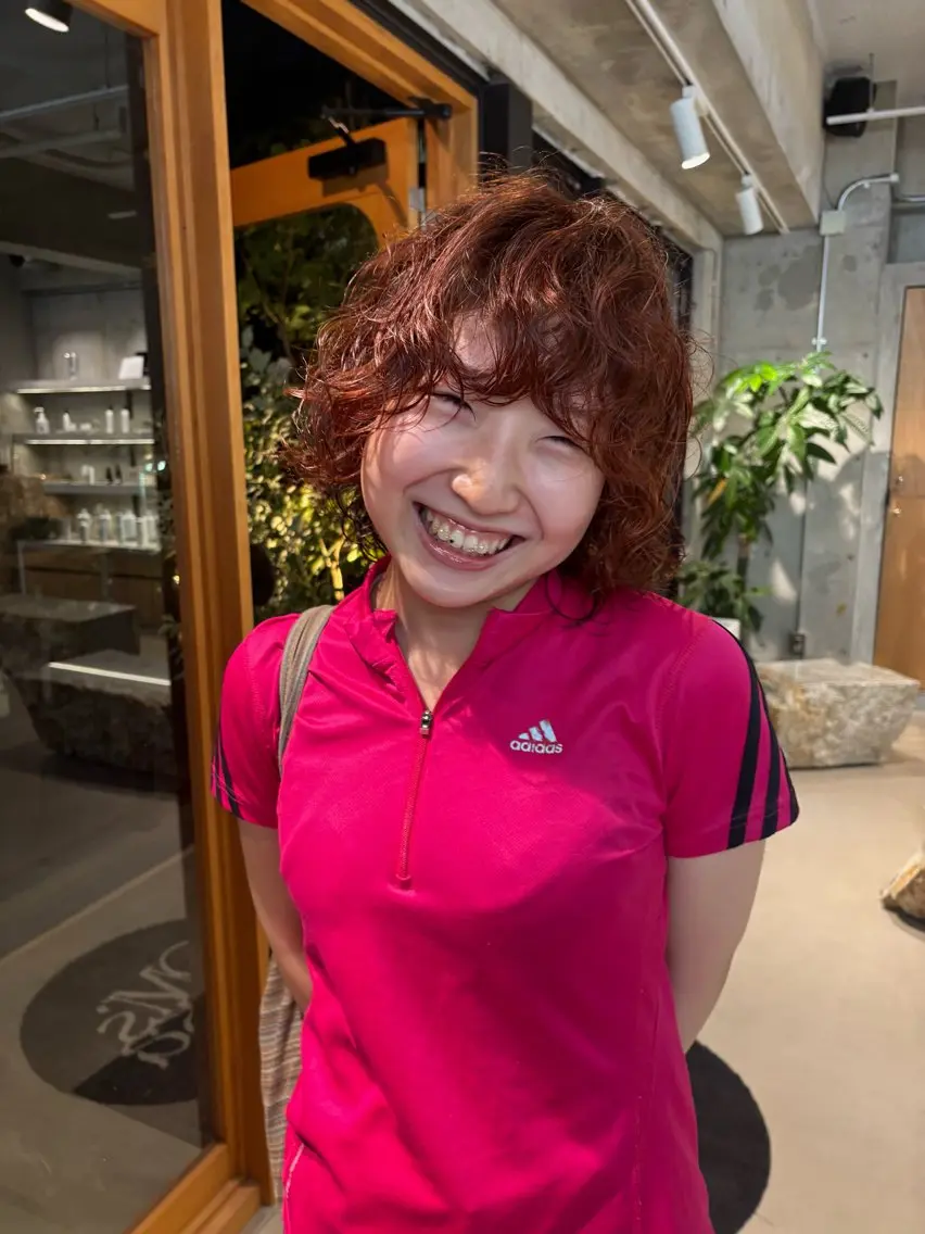 ミディアム カラー ミディアムパーマ ヘアカラー 林 璃乙菜のヘアスタイル