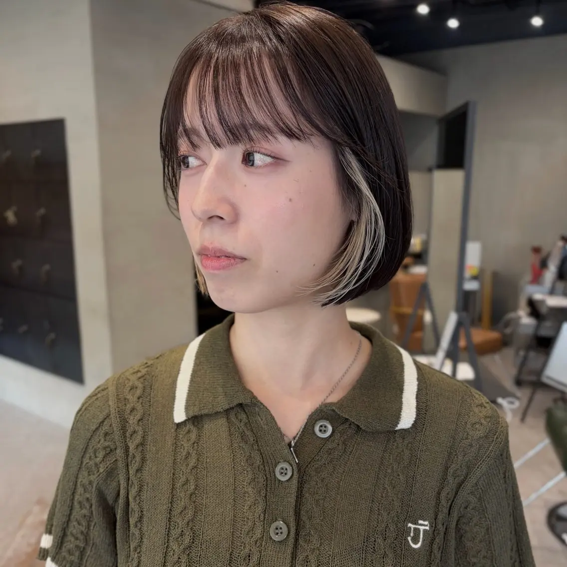 ショート カラー ヘアアレンジ ブリーチ カット ヘアカラー トリートメント なな/ICI/レイヤ ーパーマ/ボブのヘアスタイル