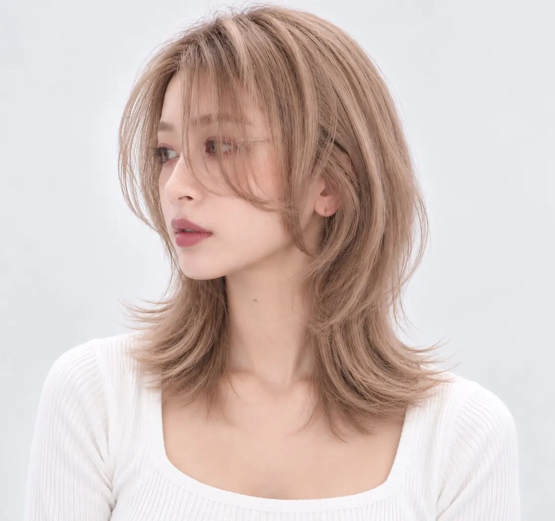 セミロング 縮毛矯正 久木原 ゆりのヘアスタイル