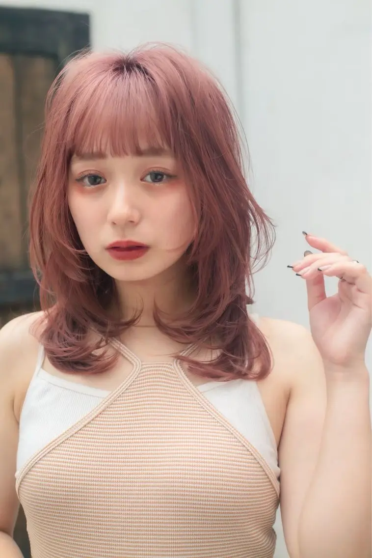 ミディアム カラー ヘアアレンジ ⭐️巻ける縮毛矯正/ レイヤー to-kiのヘアスタイル