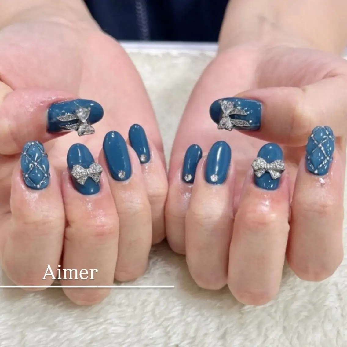 ネイル リボン ハンドネイル nailsalon Aimerのネイルデザイン