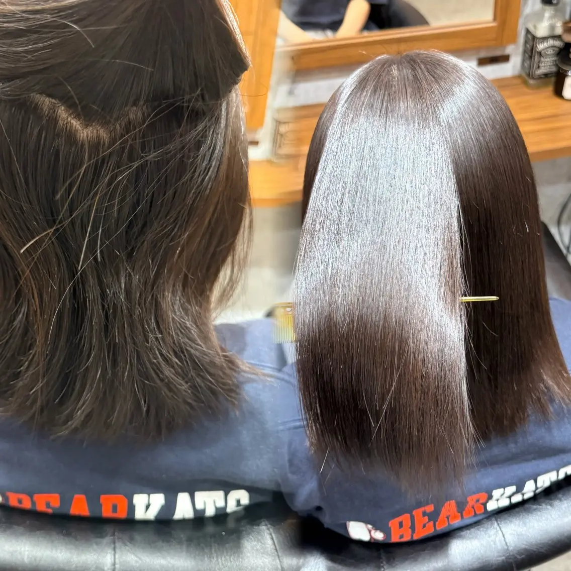 セミロング 縮毛矯正 Hinako🦋 ブリーチカラーのヘアスタイル