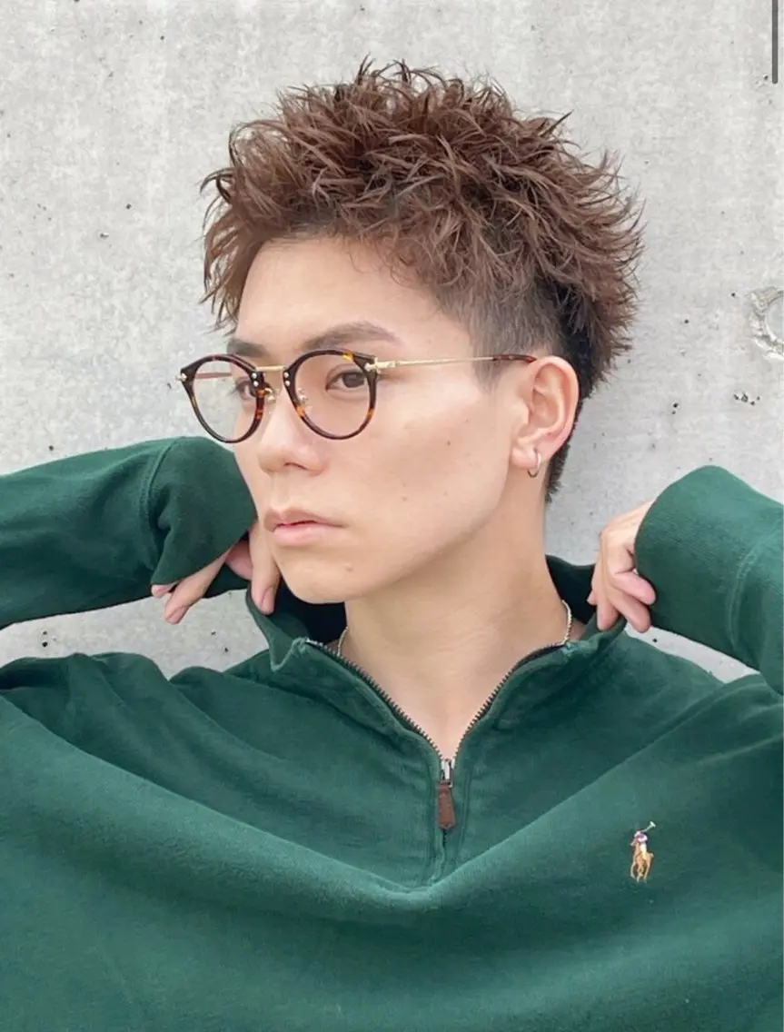 ショート カット メンズパーマ熊谷 フェザーパーマのヘアスタイル