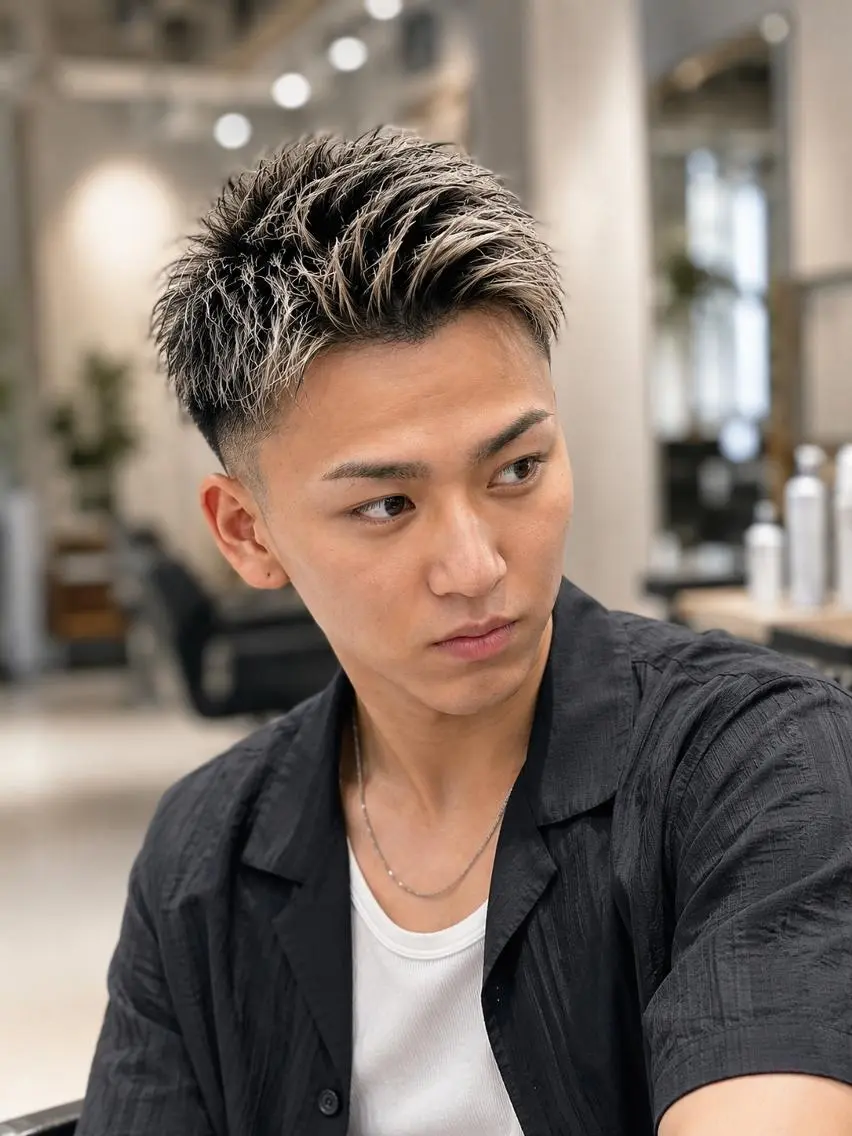 【垢抜けたい方に✨】メンズカット+ホワイトメッシュの写真