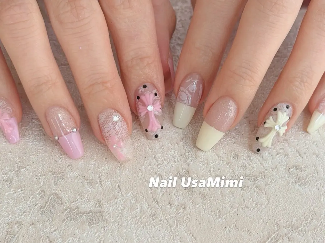 ネイル アートネイル ジェルネイル キラキラネイル オフィスネイル 春ネイル ハンドネイル Nail Usa Mimi ASAKOのネイルデザイン