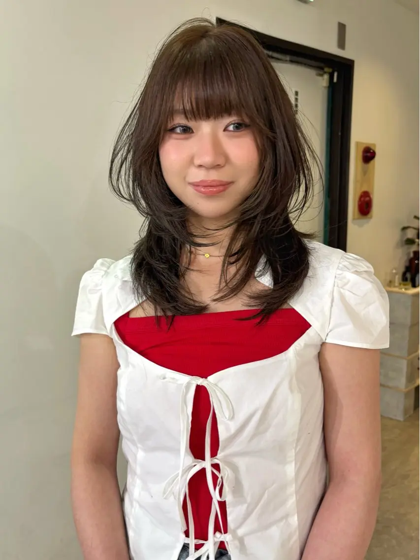ミディアム カラー ブリーチ ブリーチなしカラー カット ヘアカラー mizuki/ピンク ベージュ.レイヤーのヘアスタイル