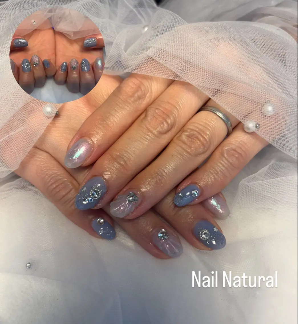 ネイル フラッシュネイル フットネイル フレンチネイル ジェルネイル ガラスフレンチ Nail salon Natulalのネイルデザイン