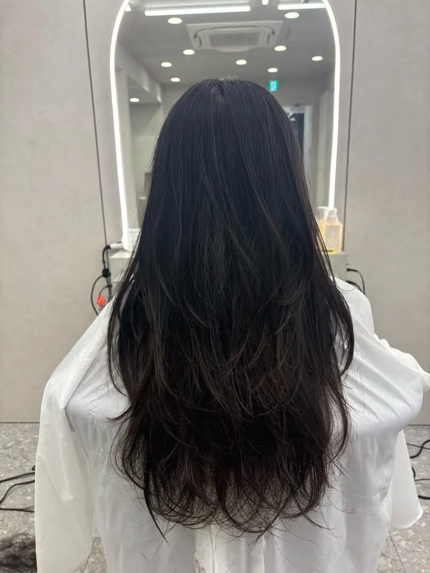 ロング ハッシュカット ハイレイヤー 韓国風ヘア レイヤーカット カット Yuta✂︎ 韓国レイヤー🪽のヘアスタイル