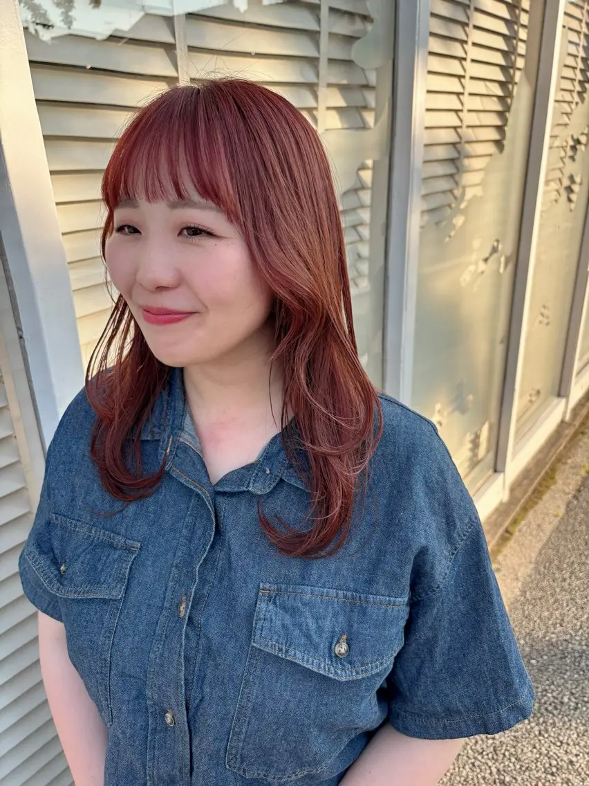 セミロング カラー ピンクカラー カット ヘアカラー miku ヘアセット/着付けのヘアスタイル