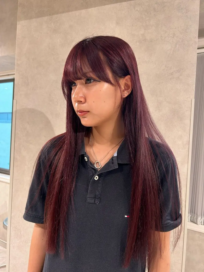 ロング カラー ブリーチ イルミナカラー ラベンダーカラー ブリーチなしカラー レッドカラー カット ヘアカラー トリートメント ayano/パーマ/ 暖色カラーのヘアスタイル
