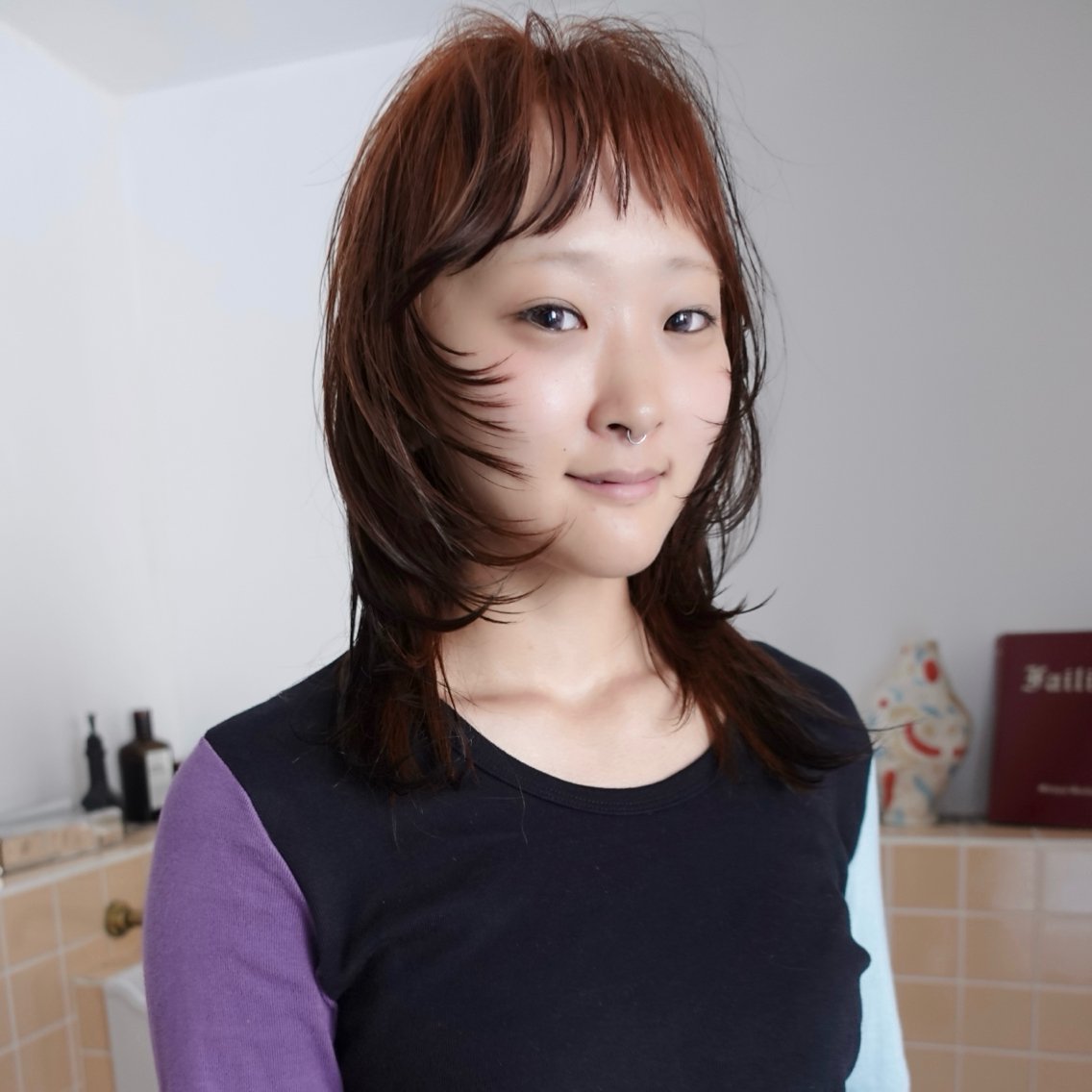 セミロング カラー カット ヘアカラー レイヤーカット/ダブ ルカラー🍎ののかのヘアスタイル