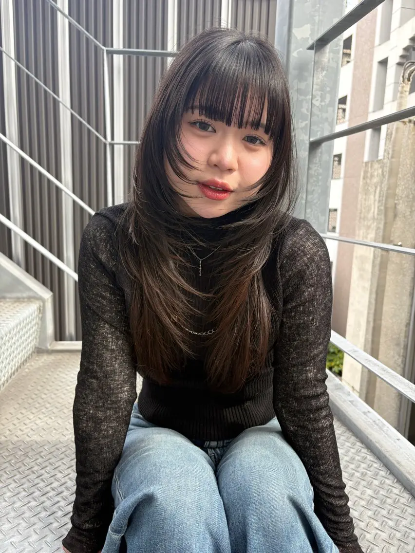 ロング カット ハッシュカット🎀 レイヤーカットのヘアスタイル