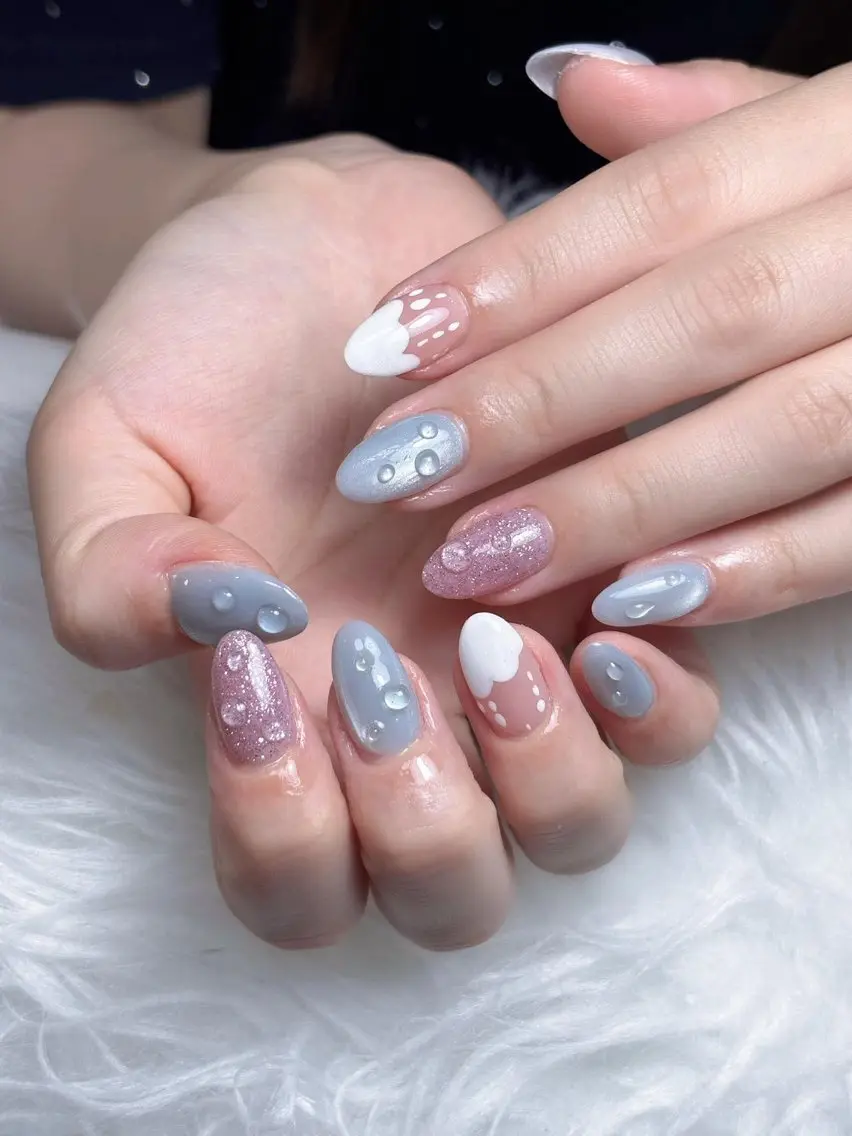 ネイル チークネイル ドット フレンチネイル グラデーション ハート ハンドネイル Julli NailStudioのネイルデザイン