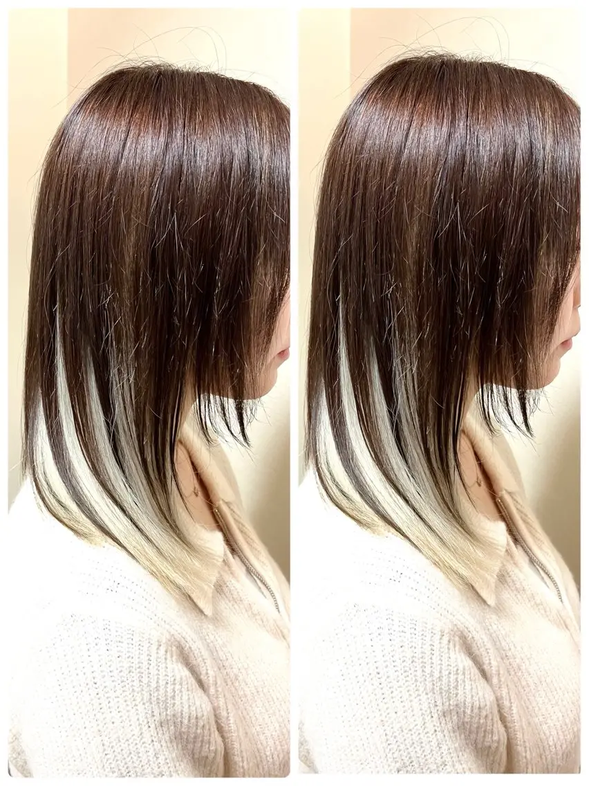 ミディアム カラー ベージュカラー インナーカラー ホワイトベージュ レイヤーカット レイヤー/ボブ 特化✂️福岡のヘアスタイル