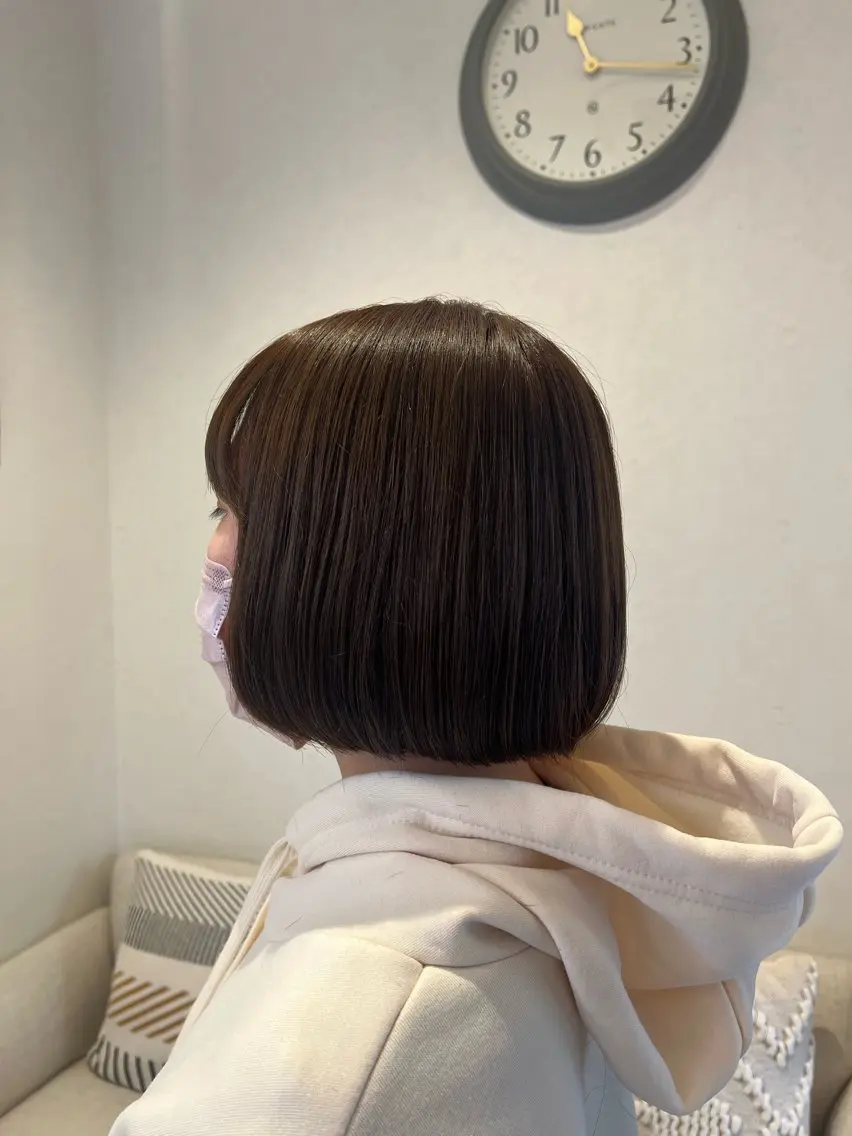 ミディアム カラー ボブ むらたナチュラルパー マ🌀透明感カラーのヘアスタイル