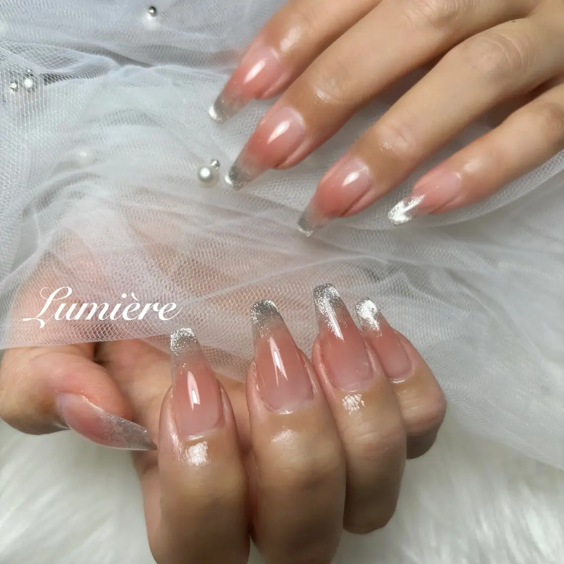 ネイル チークネイル マグネットネイル Lumière｜ ロング｜ワンホンのネイルデザイン