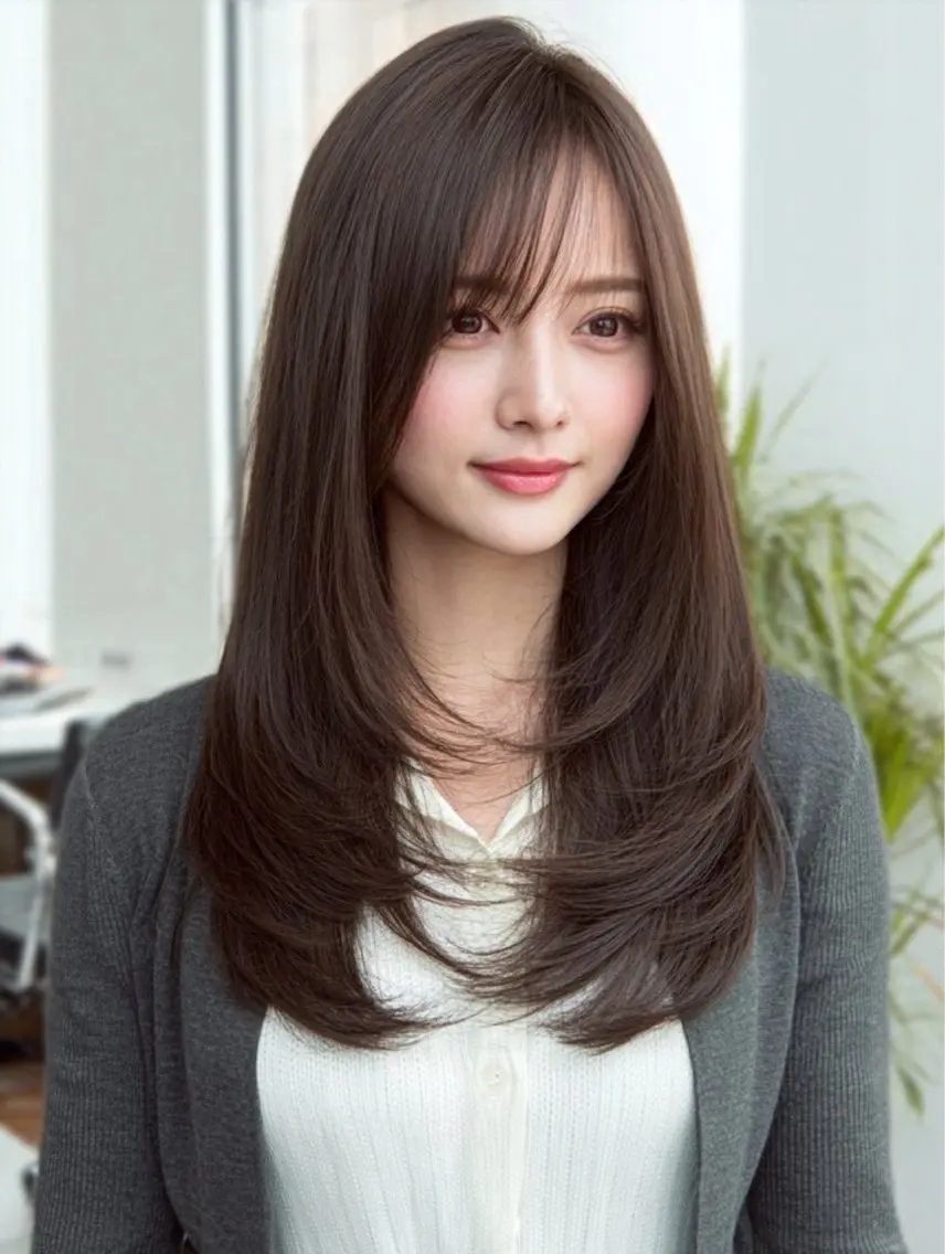 ロング カラー ヘアカラー 🍒モテ暖色カラー × うる艶✧ ゆなのヘアスタイル