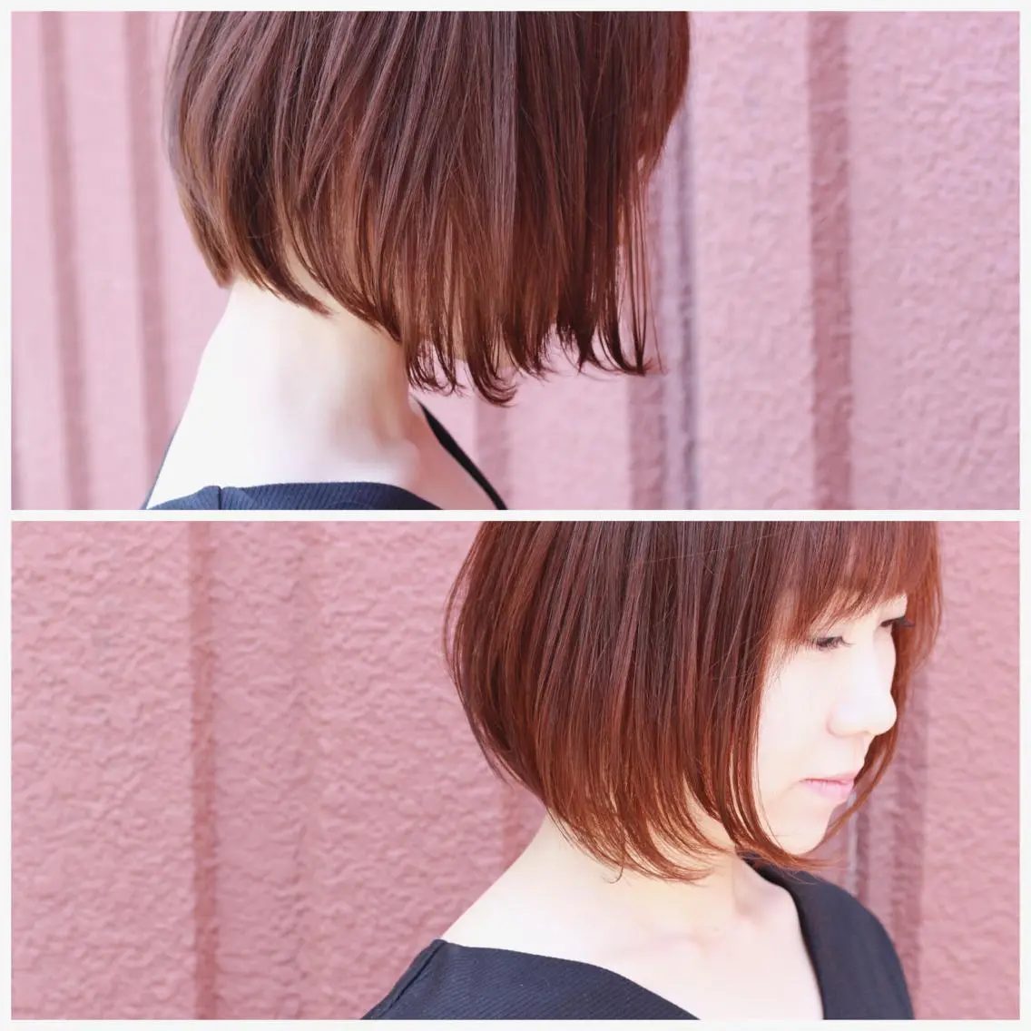 ショート カラー 前下がりボブ ボブ カット パーマ Viage （ビアージュ）のヘアスタイル