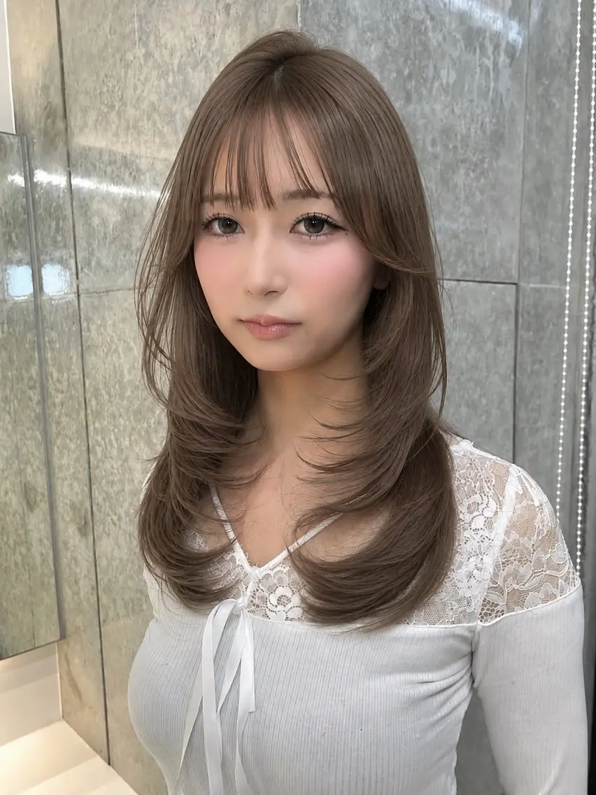 ロング カット ヘアカラー トリートメント 博多ベージュ 🐻松井傑のヘアスタイル