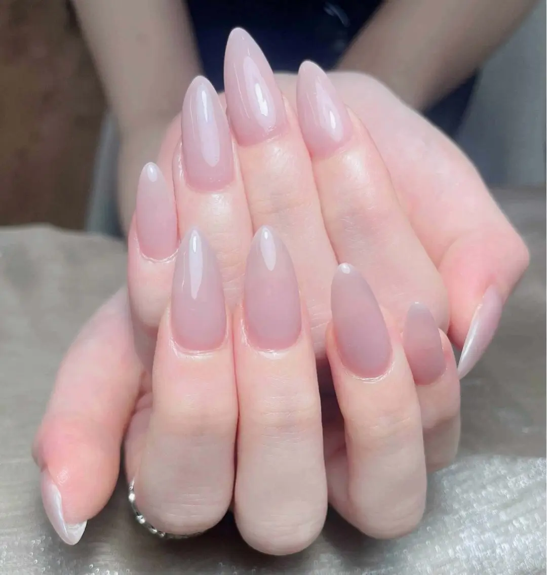 ネイル オーロラネイル ブルー チークネイル 長さ出し フットネイル ハンドネイル Kaki ちゃんのネイルデザイン