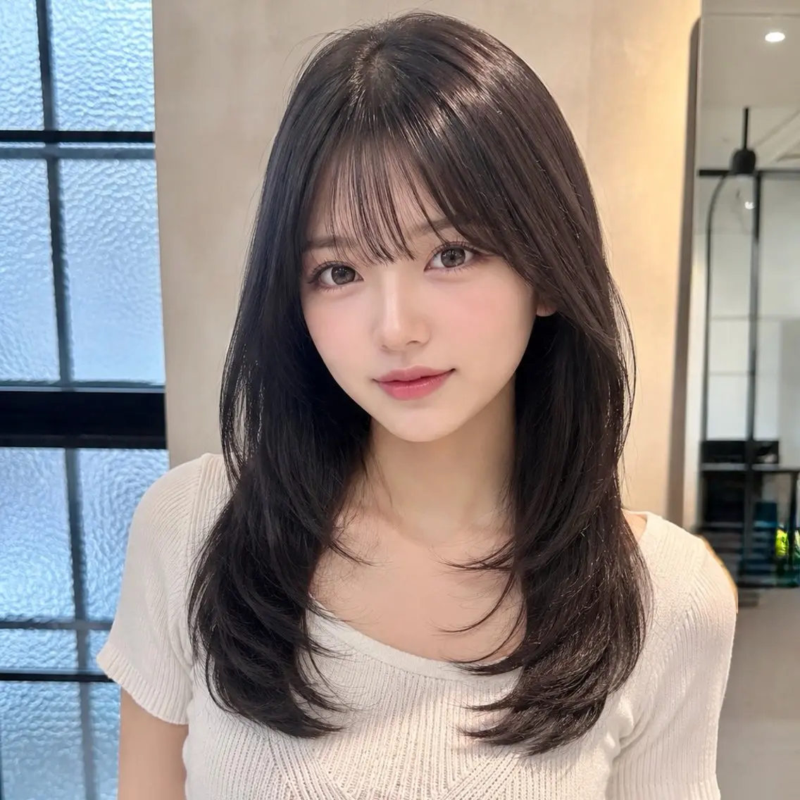 セミロング カラー アッシュ アッシュブラウン ブラウンカラー 透明感カラー 学生 カット ヘアカラー トリートメント 新宿/レイヤー/ 透明感カラーしょうごのヘアスタイル