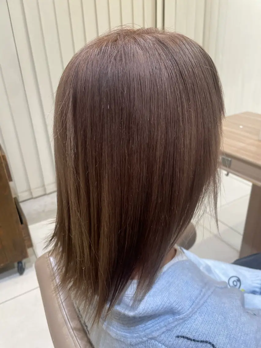 ミディアム カラー ベージュカラー ブリーチ 韓国ヘアメイク🎀/ 縮毛矯正✨山本媛香のヘアスタイル