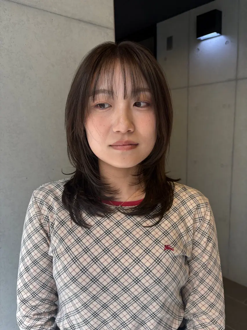 ミディアム カラー カット ヘアカラー トリートメント 韓国レイヤー/透明感 カラー/RIN🎀のヘアスタイル