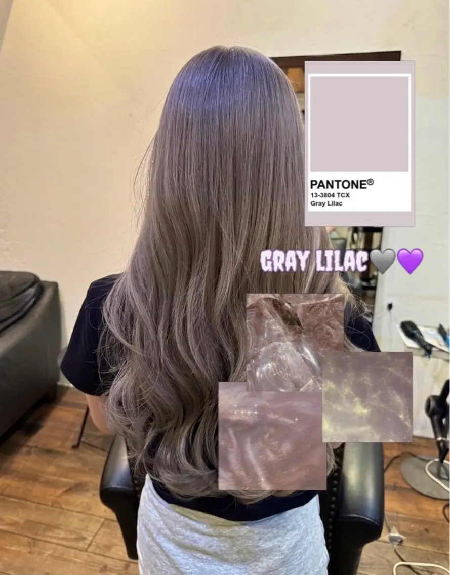 ロング カラー 透明感カラー グレージュ ラベンダーカラー ラベンダーグレージュ ラベンダーグレー ヘアカラー utimura itsukiのヘアスタイル