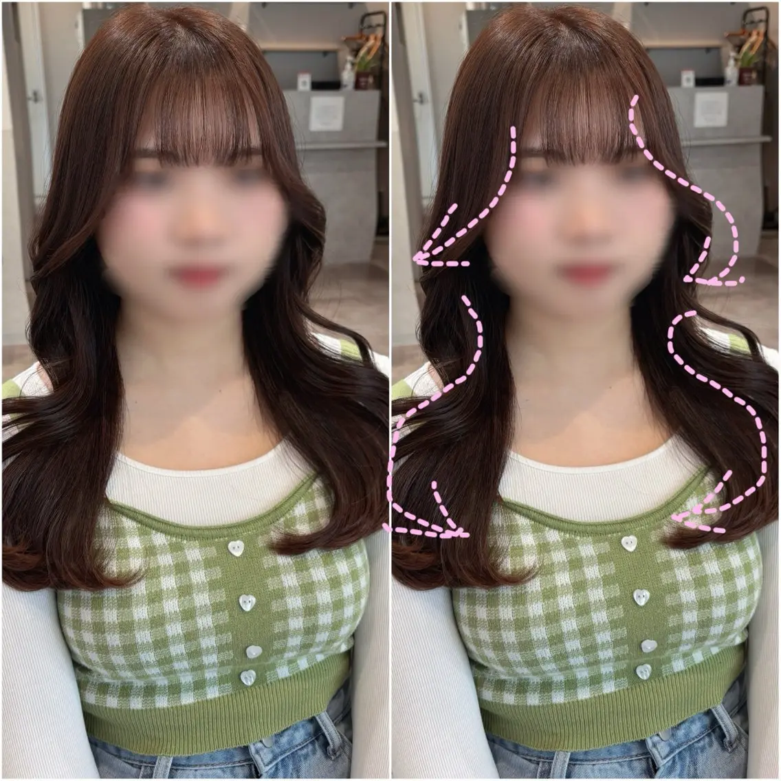 ロング カラー ヘアアレンジ 顔周りカット 韓国風ヘア レイヤーカット カット ヘアカラー トリートメント 韓国hair🦋 Nanaのヘアスタイル
