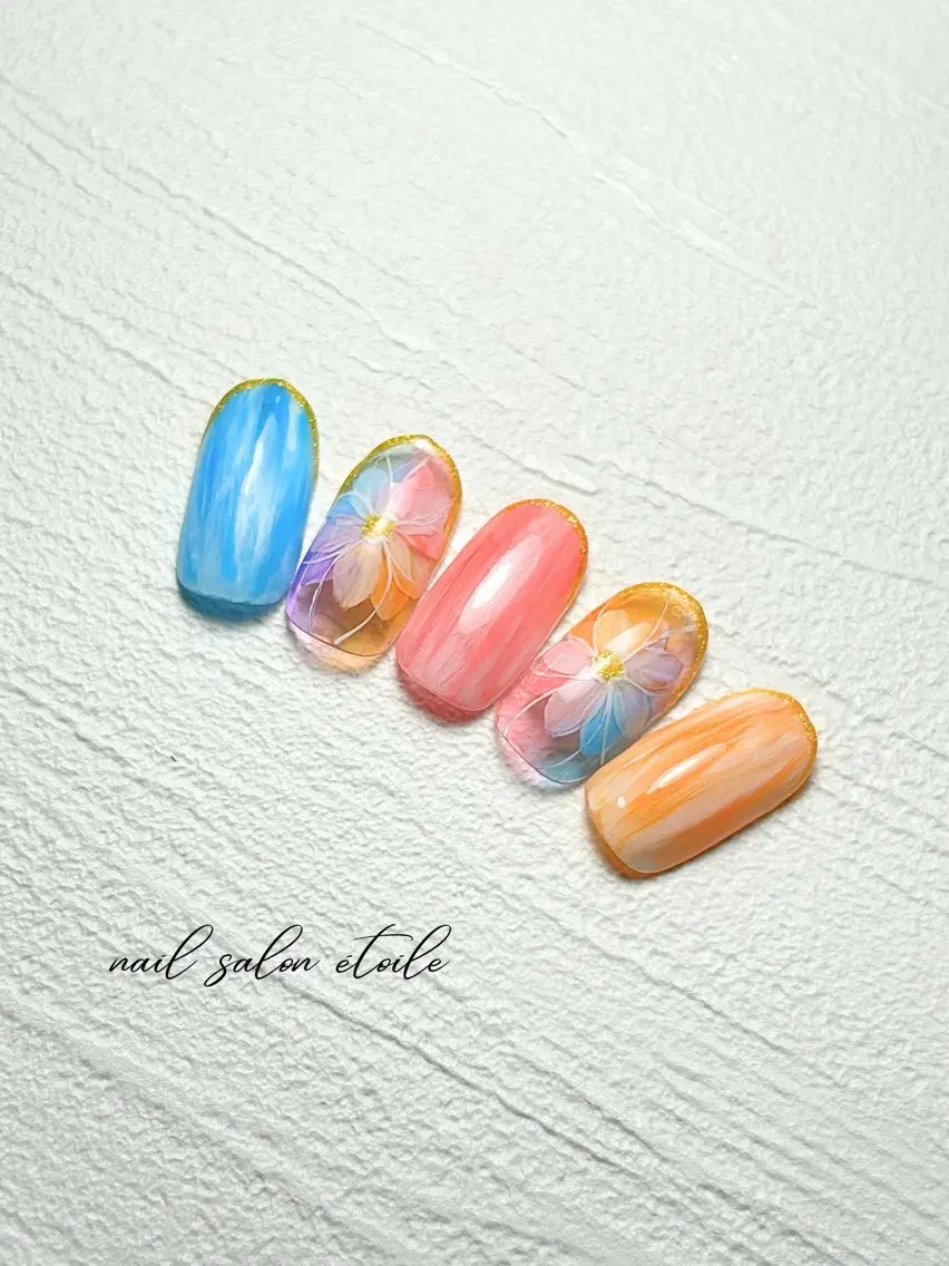 ネイル アートネイル フラワーネイル ニュアンスネイル ハンドネイル nail salon étoileのネイルデザイン