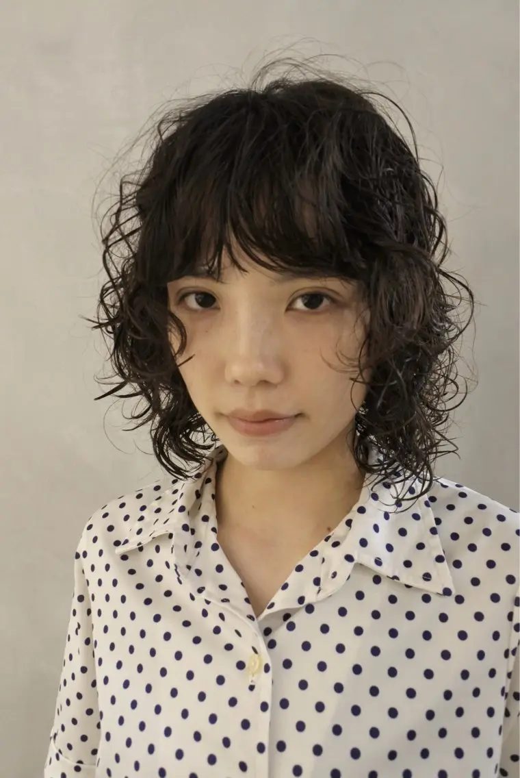 ミディアム パーマ カット パーマ REMIパーマ・ ボブレイヤー・メンズのヘアスタイル