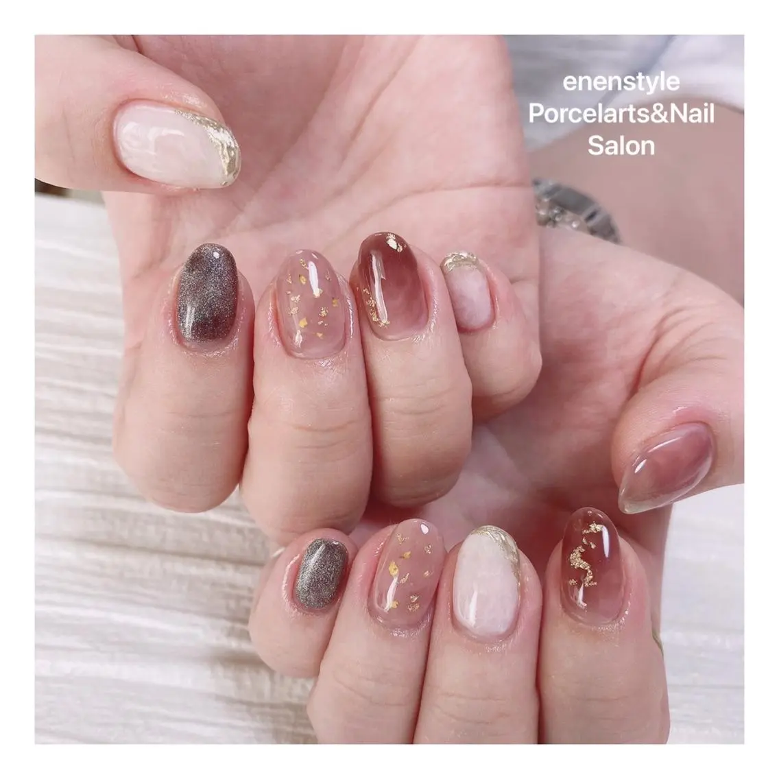 ミディアム ネイル ハンドネイル 🐾enen style 🐾のネイルデザイン