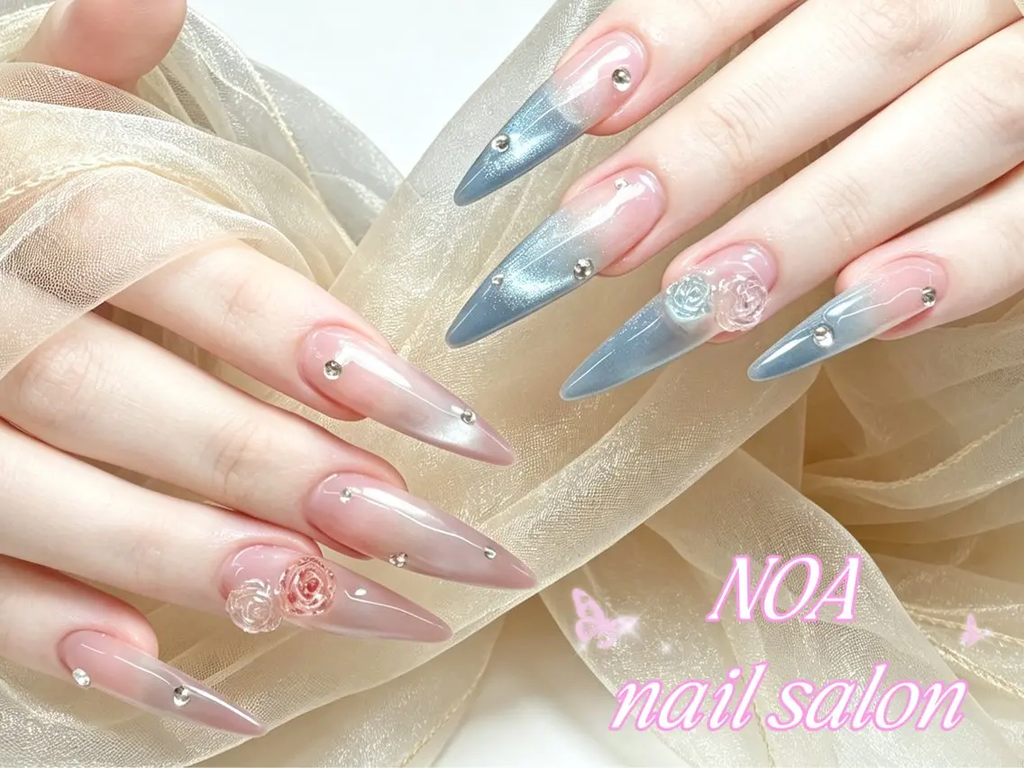 ロング 韓国風ヘア ハンドネイル Noa Nail みつきのネイルデザイン