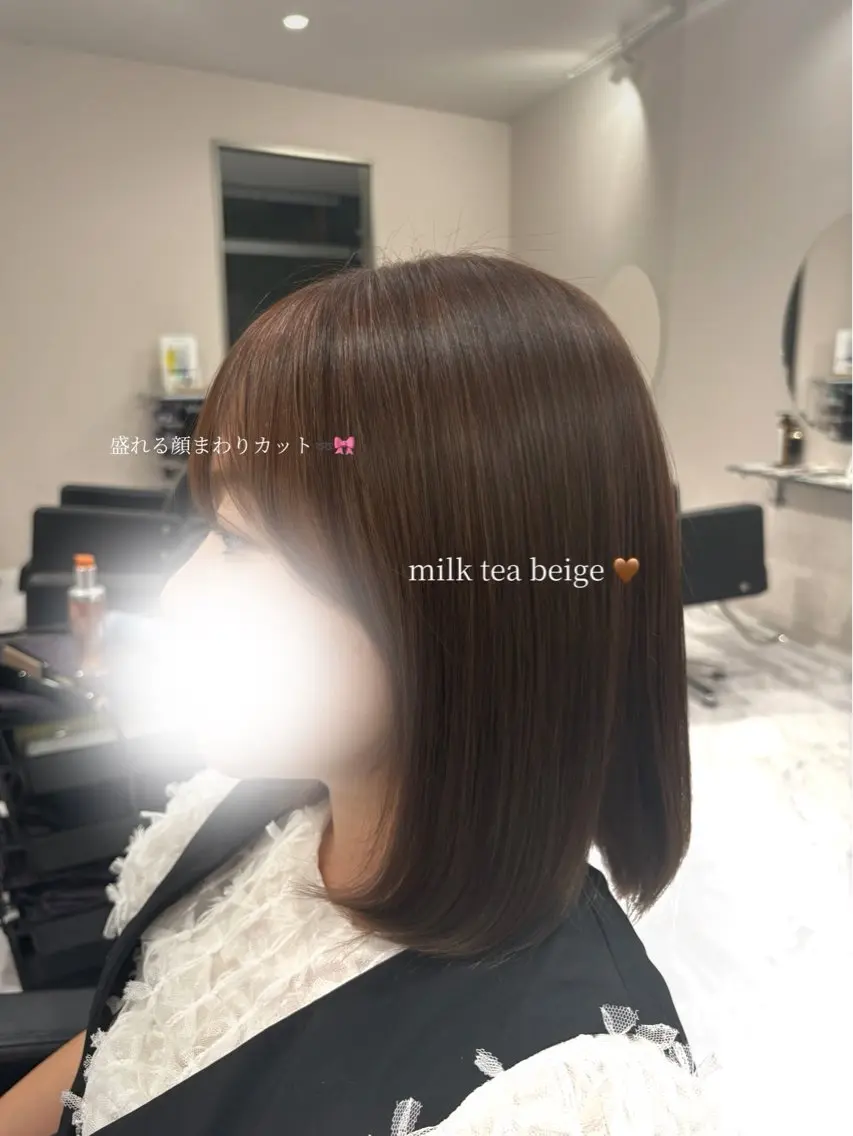 ミディアム カット ヘアカラー トリートメント 透明感カラー/ ボブ/miyuu🥣のヘアスタイル
