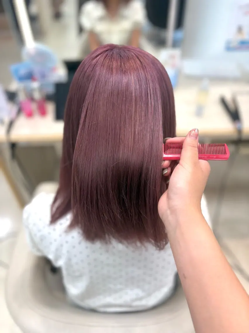 ミディアム ヘアカラー ブリーチなし透明感/ 韓国/平塚のヘアスタイル