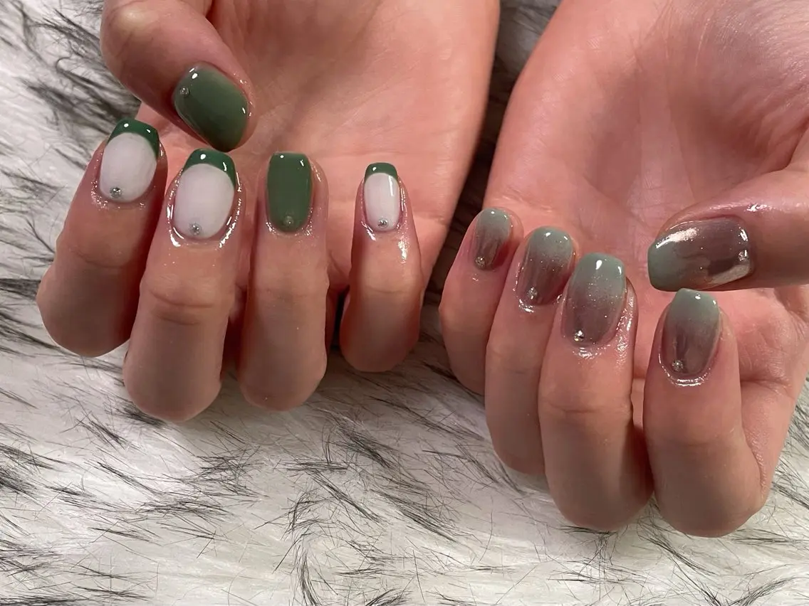 ネイル オーロラネイル フットネイル フレンチネイル ジェルネイル 韓国ネイル ハンドネイル kiki nail &brow二子玉川のネイルデザイン
