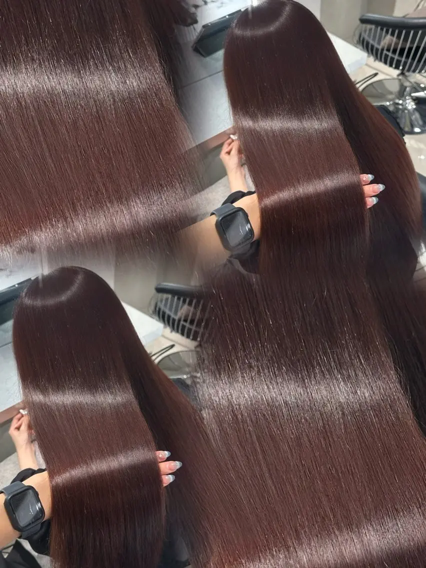 ロング カラー ブラウンカラー レッドカラー レッドブラウン ヘアカラー 暖色/艶髪/韓国ヘア /MIKAGE🩶のヘアスタイル