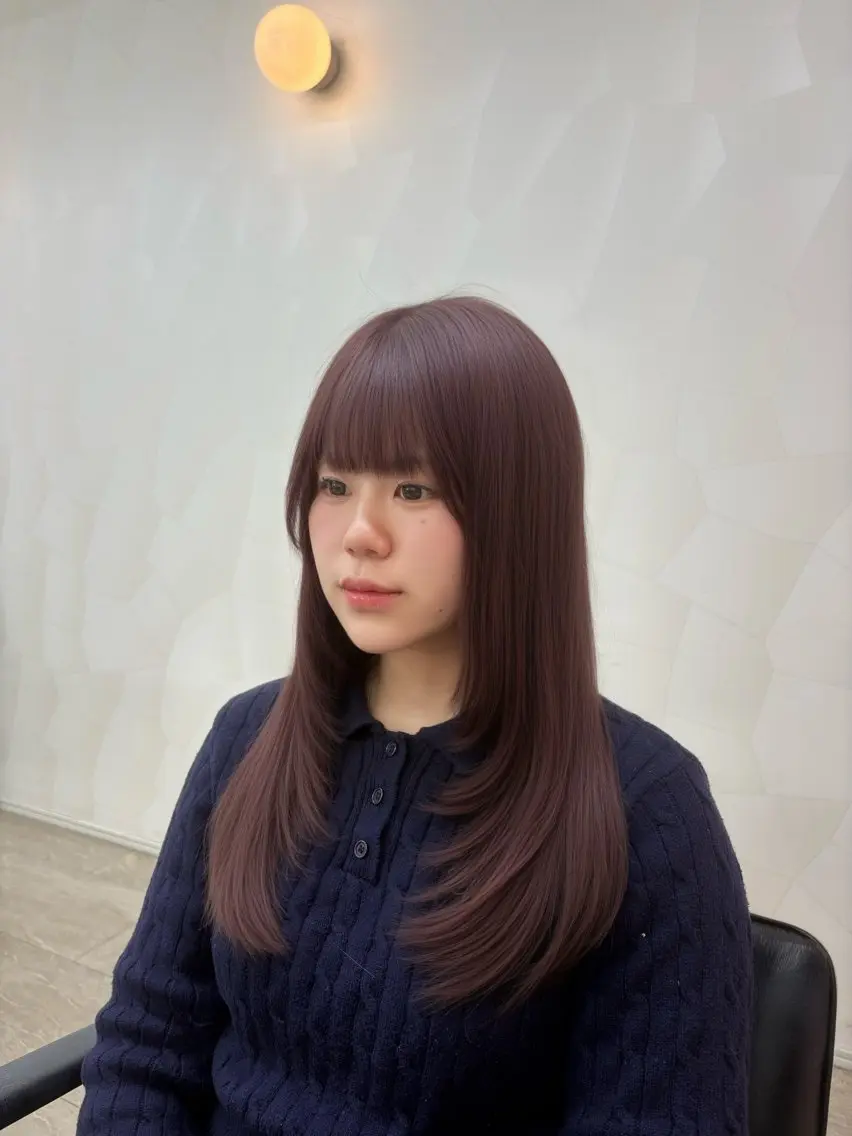 ロング カラー 透明感カラー ラベンダーカラー ピンクカラー ピンクラベンダー レイヤーカット HASHI AYAKAのヘアスタイル