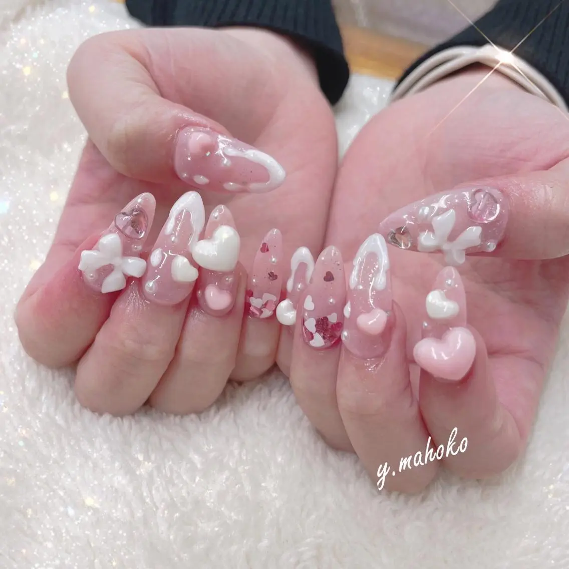 ネイル バレンタイン ハンドネイル パラジェル有/ 長さだし/mahoのネイルデザイン