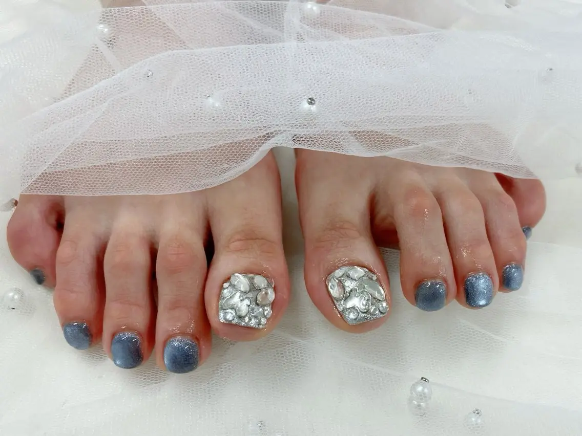 ネイル フットネイル 水色 フットネイル 心斎橋Salon Epokkuのネイルデザイン