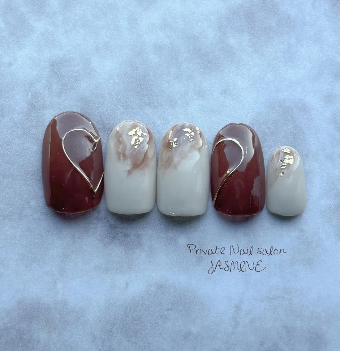 ネイル ハート ミラーネイル ハンドネイル Nail salon JASMINEのネイルデザイン