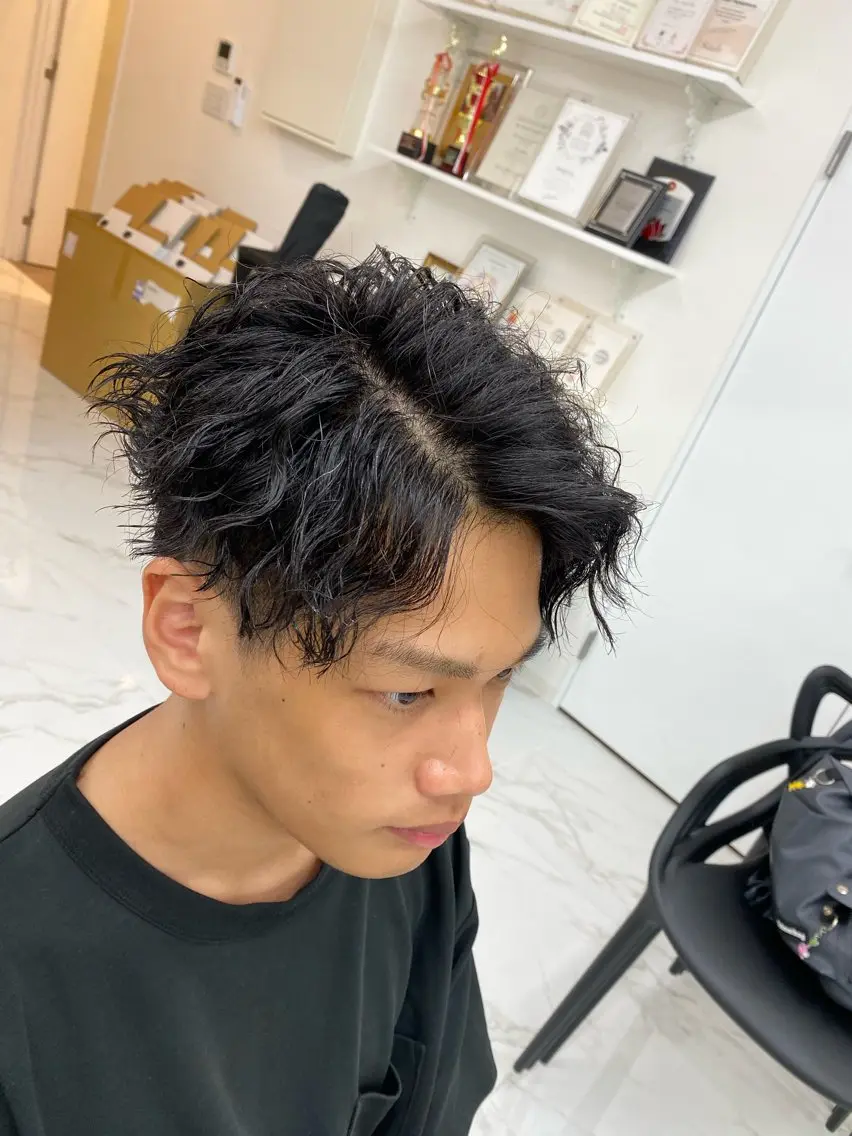 ミディアム カラー パーマ ヘアアレンジ メンズ キッズ カット パーマ 茶屋町メンズサロン 小野湧翔のヘアスタイル
