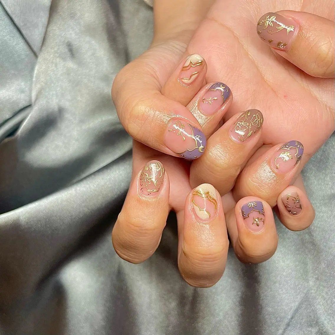 ショート カラー パーマ ヘアアレンジ メンズ キッズ ネイル マツエク・マツパ フラワーネイル フレンチネイル el. by Aoのネイルデザイン