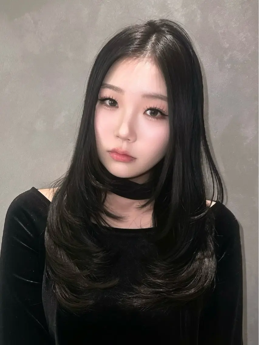韓国風レイヤーカット🐈‍⬛♡ワンカールでも可愛く決まる🤍の写真