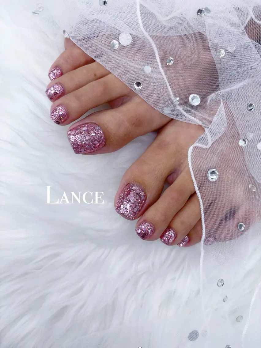 ネイル キラキラネイル 韓国ネイル ワンカラーネイル ワンホンネイル フットネイル Lance nailのネイルデザイン
