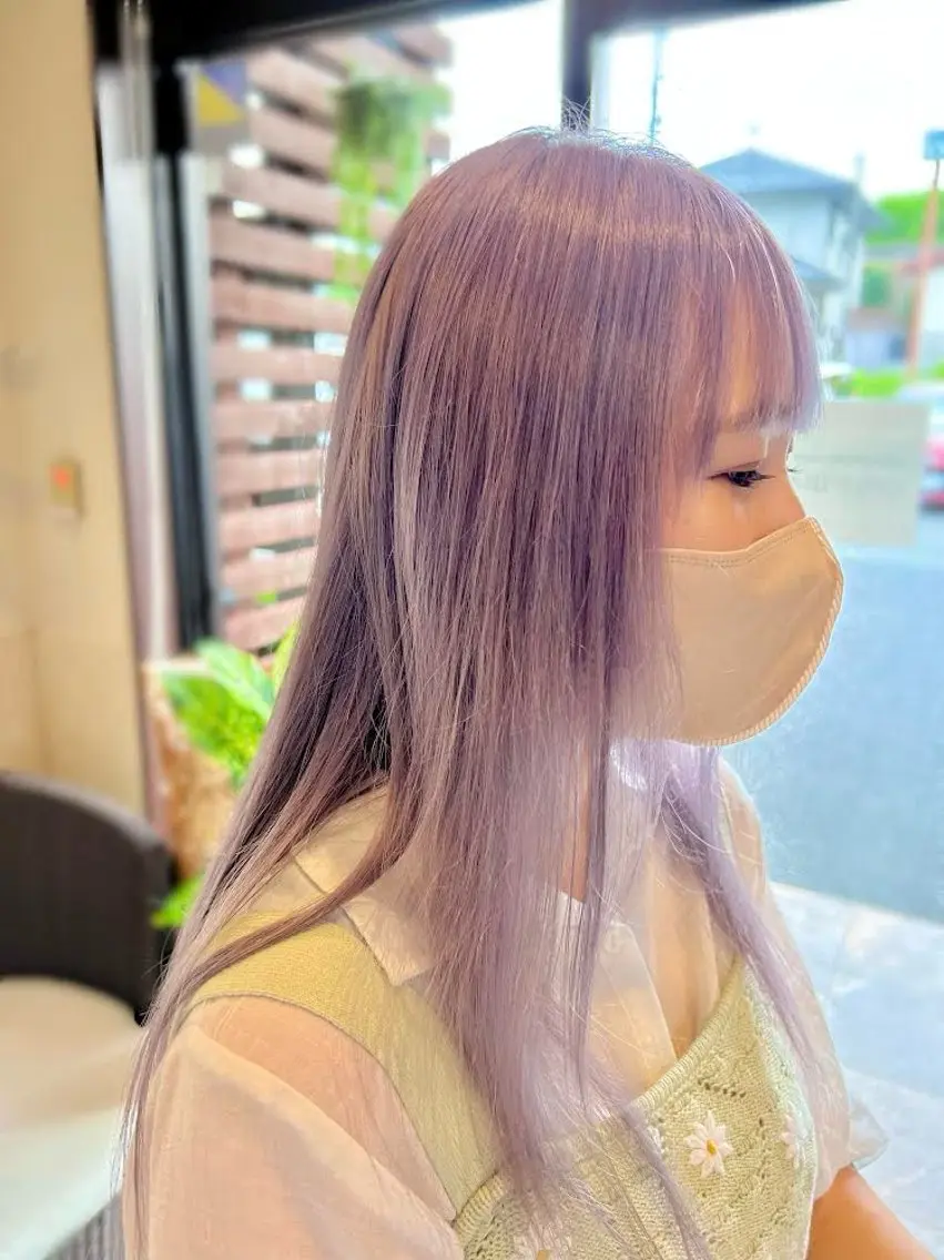 ロング カラー ブリーチ ラベンダーカラー 土田 紘太のヘアスタイル